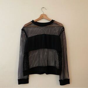 Black Mesh Long Sleeve Top